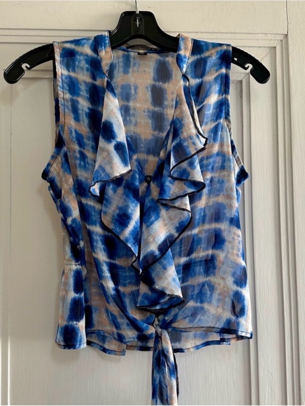 HeartSoul Cobalt Blue Tie-Dye Semi-Sheer Top - XS